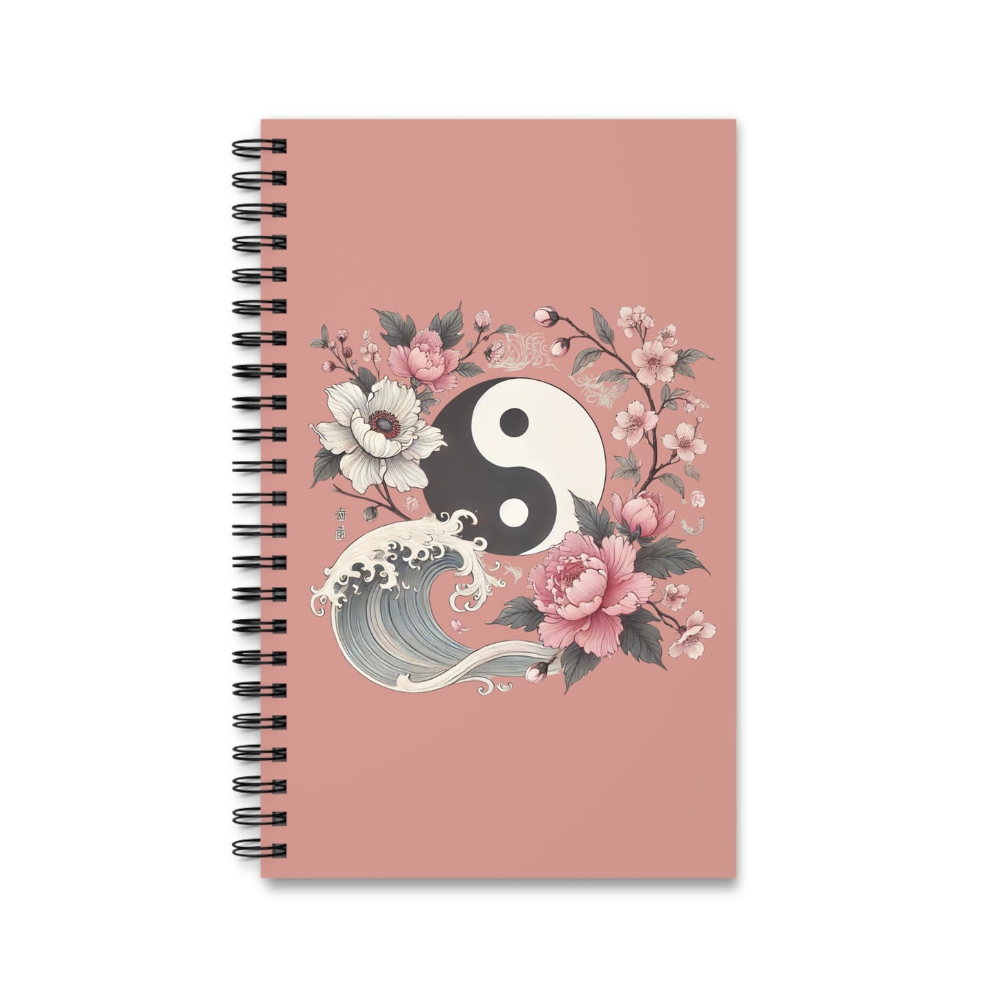 Yin & Yang Flowers - Spiral Notebook