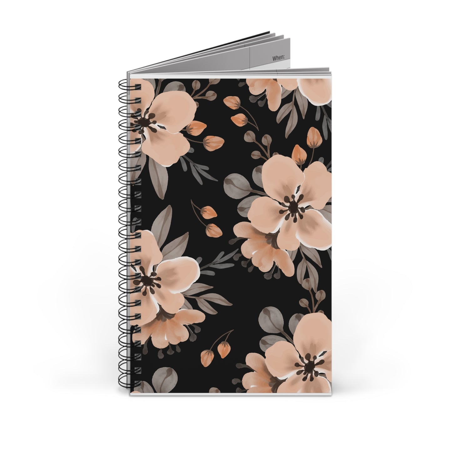 Beige Flowers - Spiral Notebook