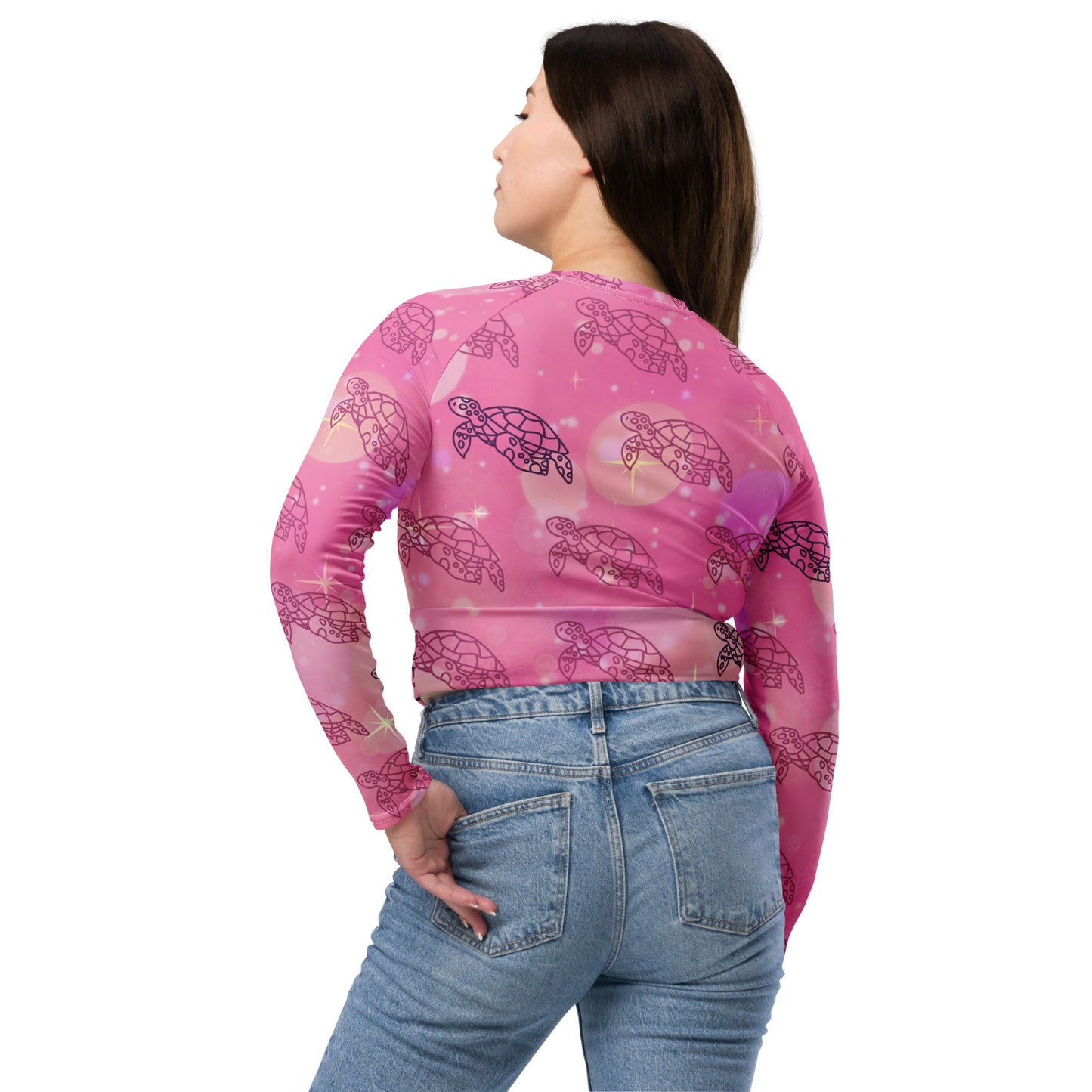 Pink turtles - Long-sleeve crop top