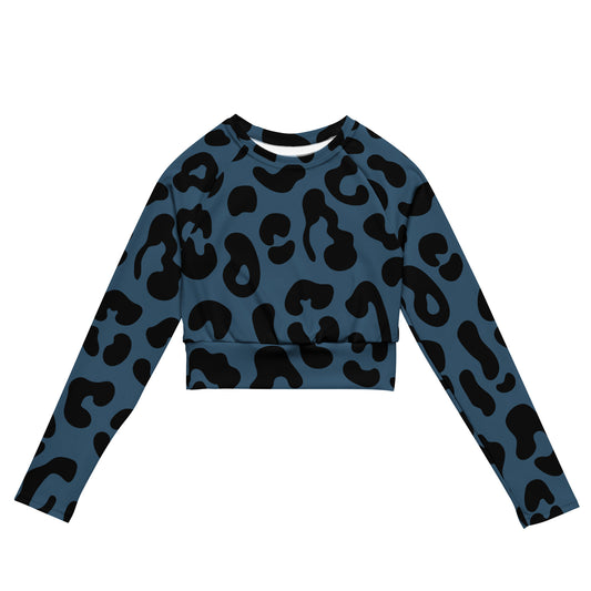 Cheetah blue - Recycled long-sleeve crop top