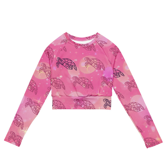 Pink turtles - Recycled long-sleeve crop top