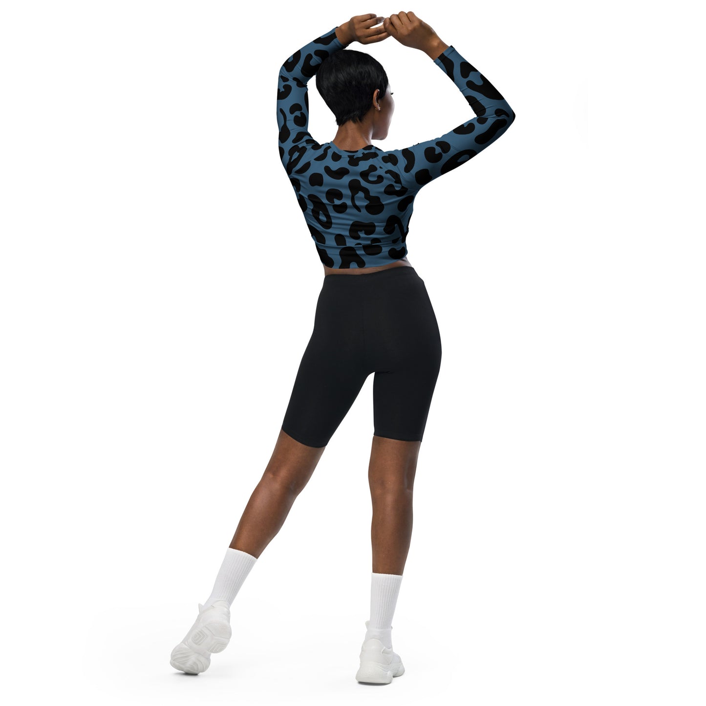 Cheetah blue - Long-sleeve crop top