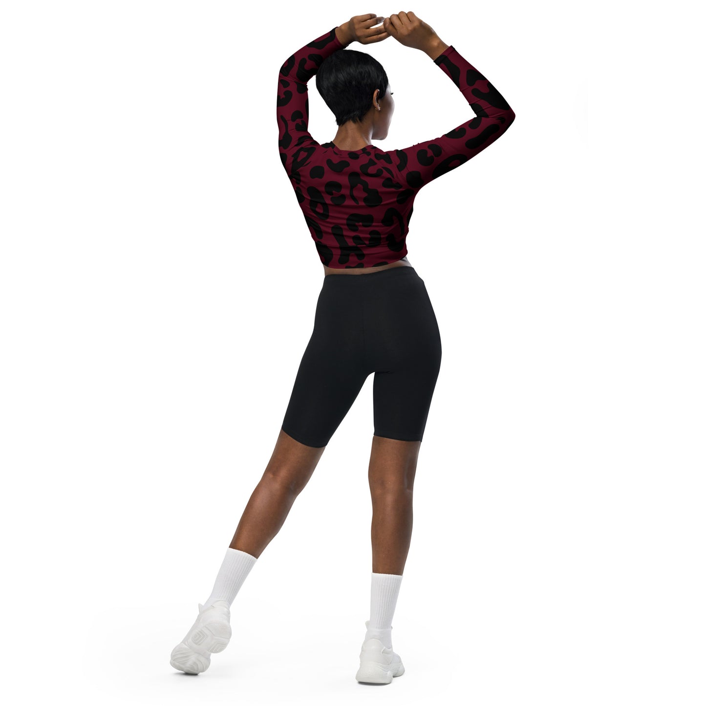 Cheetah red - Long-sleeve crop top