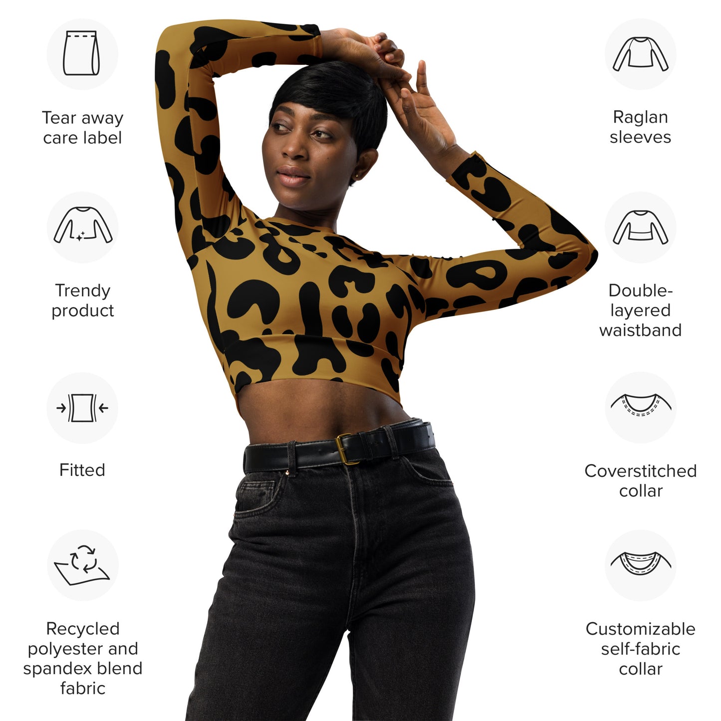 Cheetah gold - Long-sleeve crop top