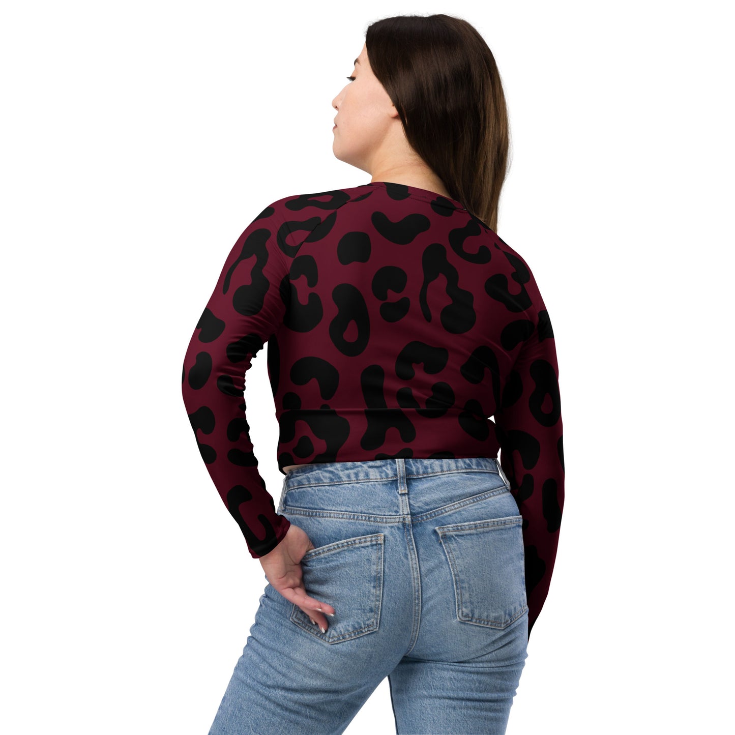 Cheetah red - Long-sleeve crop top