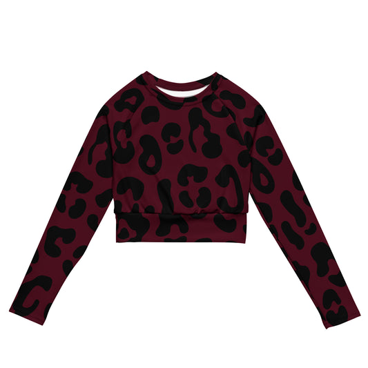 Cheetah red - Recycled long-sleeve crop top