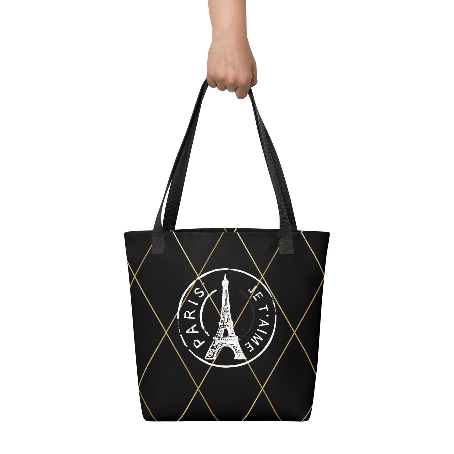 Paris je t'aime black - Full color tote bag