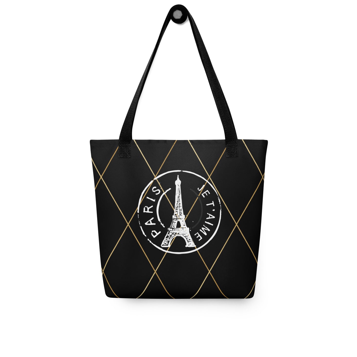 Paris je t'aime black - Full color tote bag