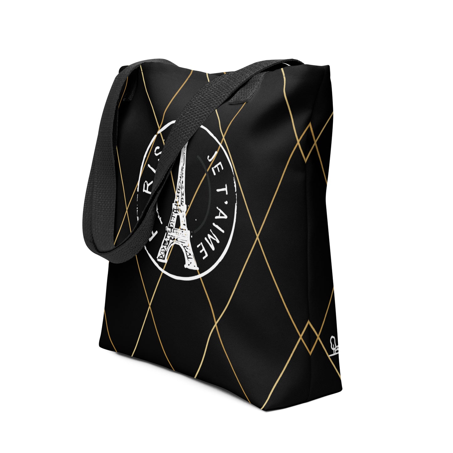 Paris je t'aime black - Full color tote bag