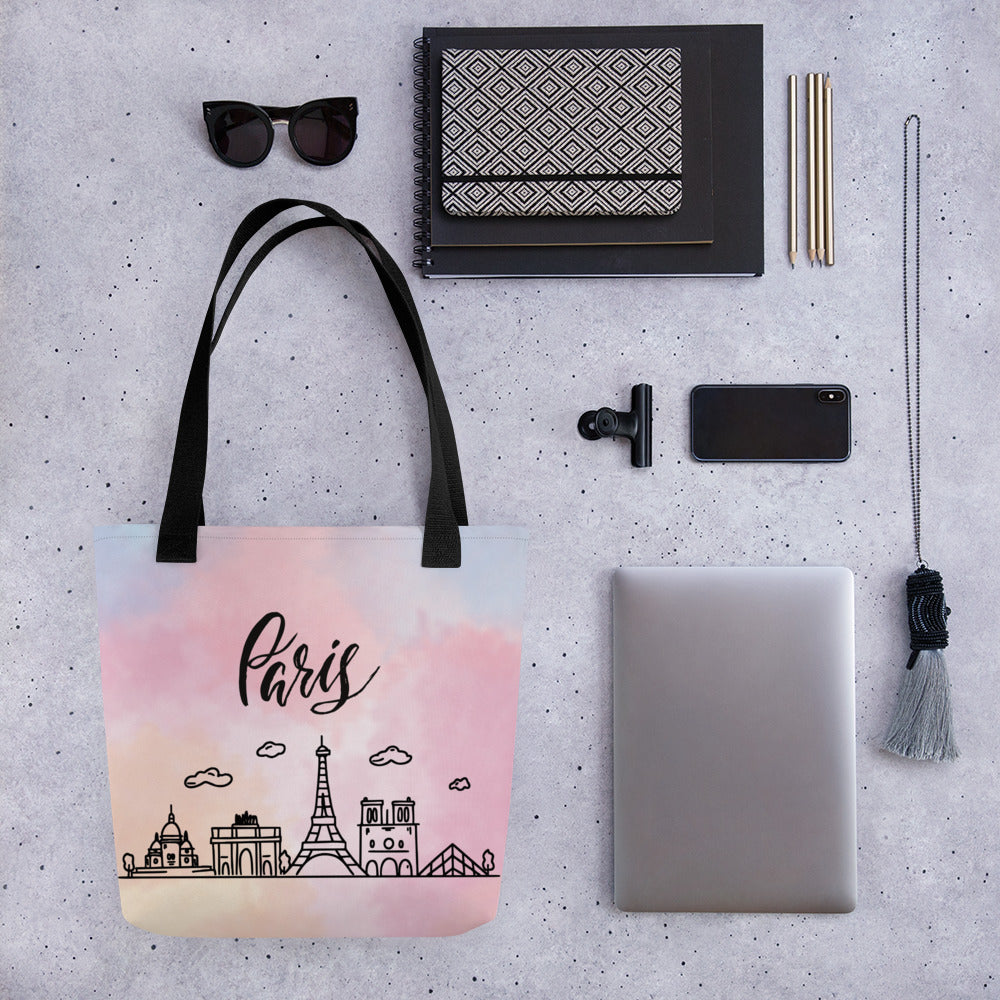 Paris je t'aime pink - Full color tote bag