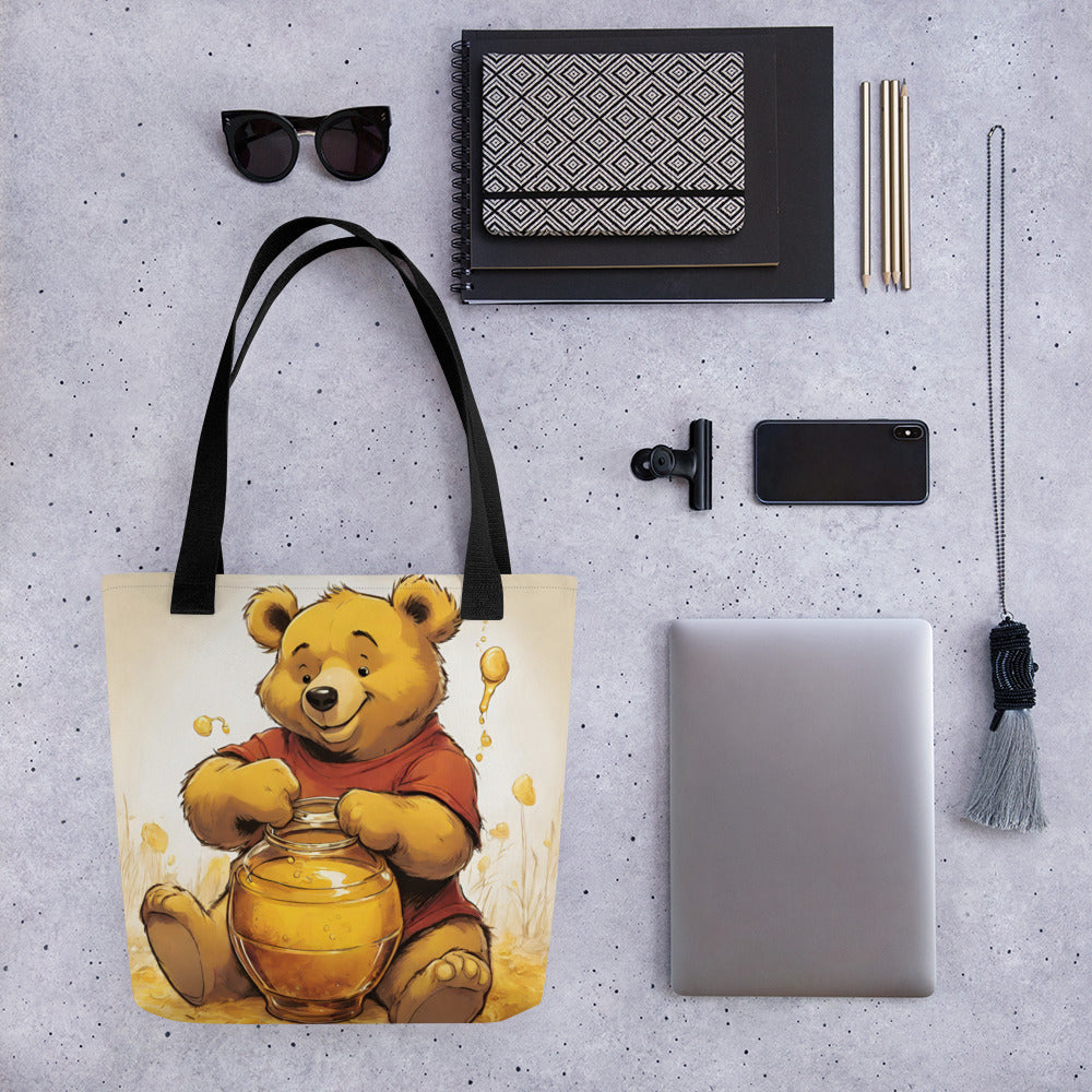 Bear eating honey - Full colour tote bag