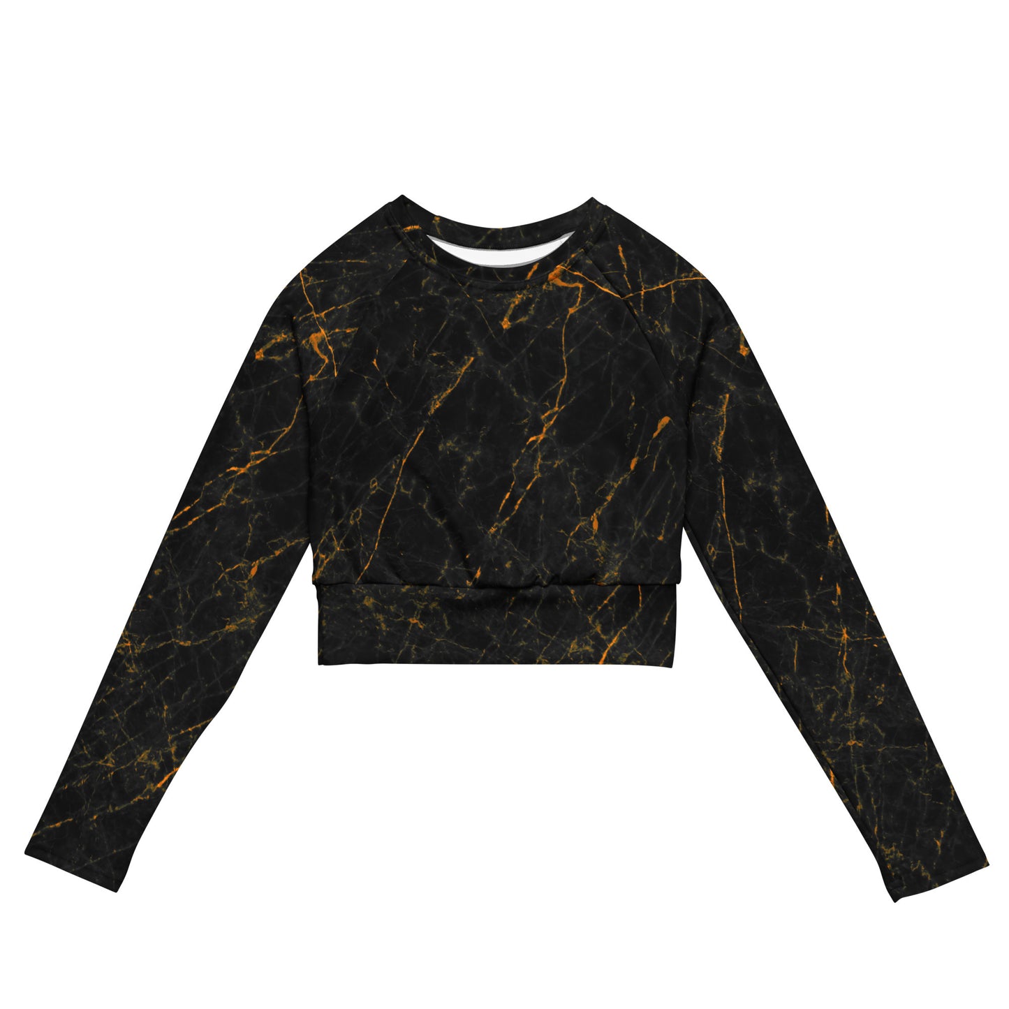 Dark golden marble - Long-sleeve crop top