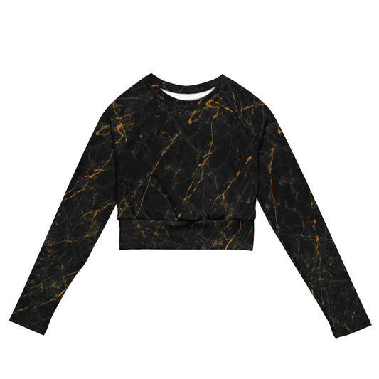 Dark golden marble - Recycled long-sleeve crop top