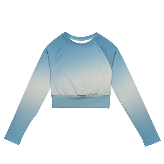 Cat light blue - Recycled long-sleeve crop top