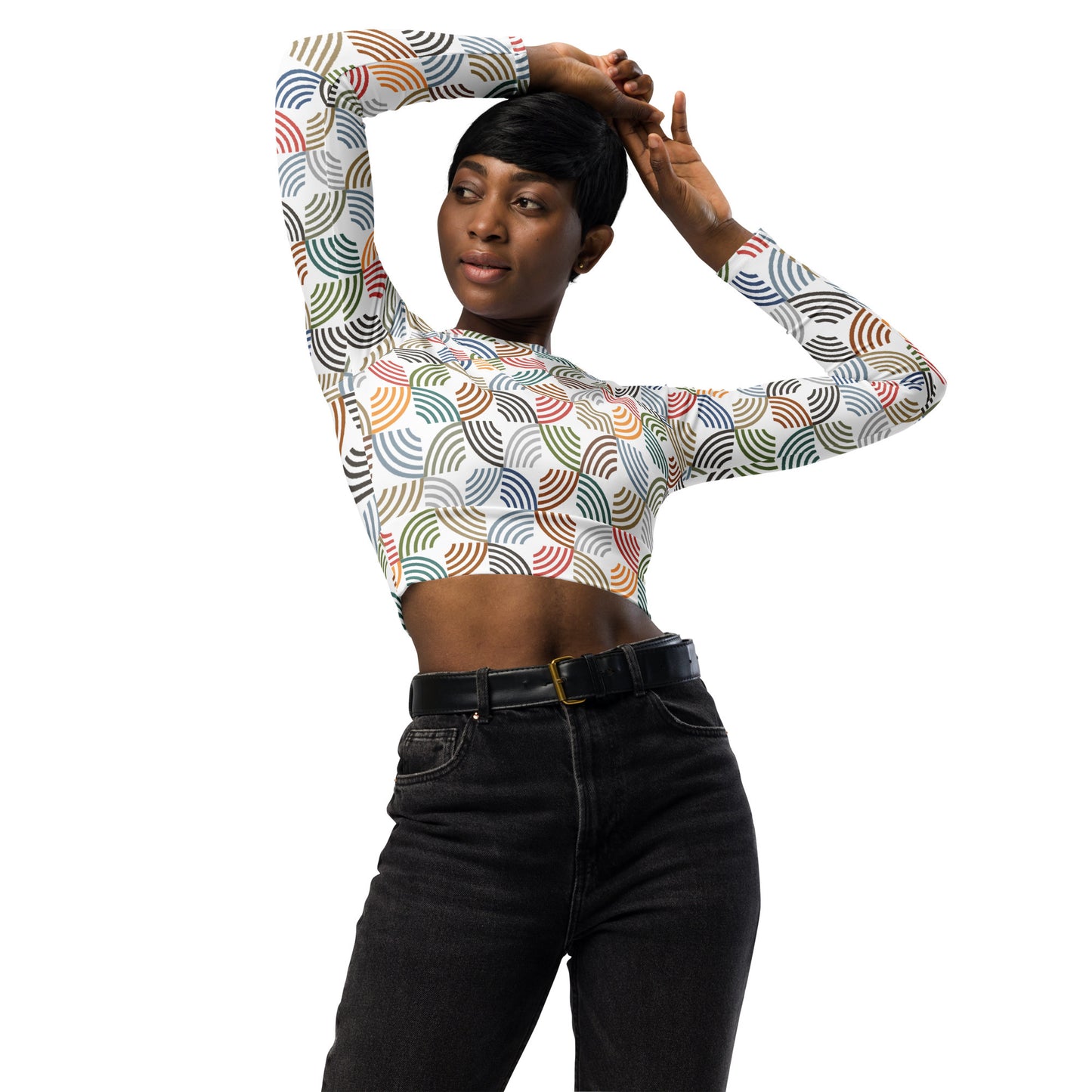 Couloured waves - Long-sleeve crop top