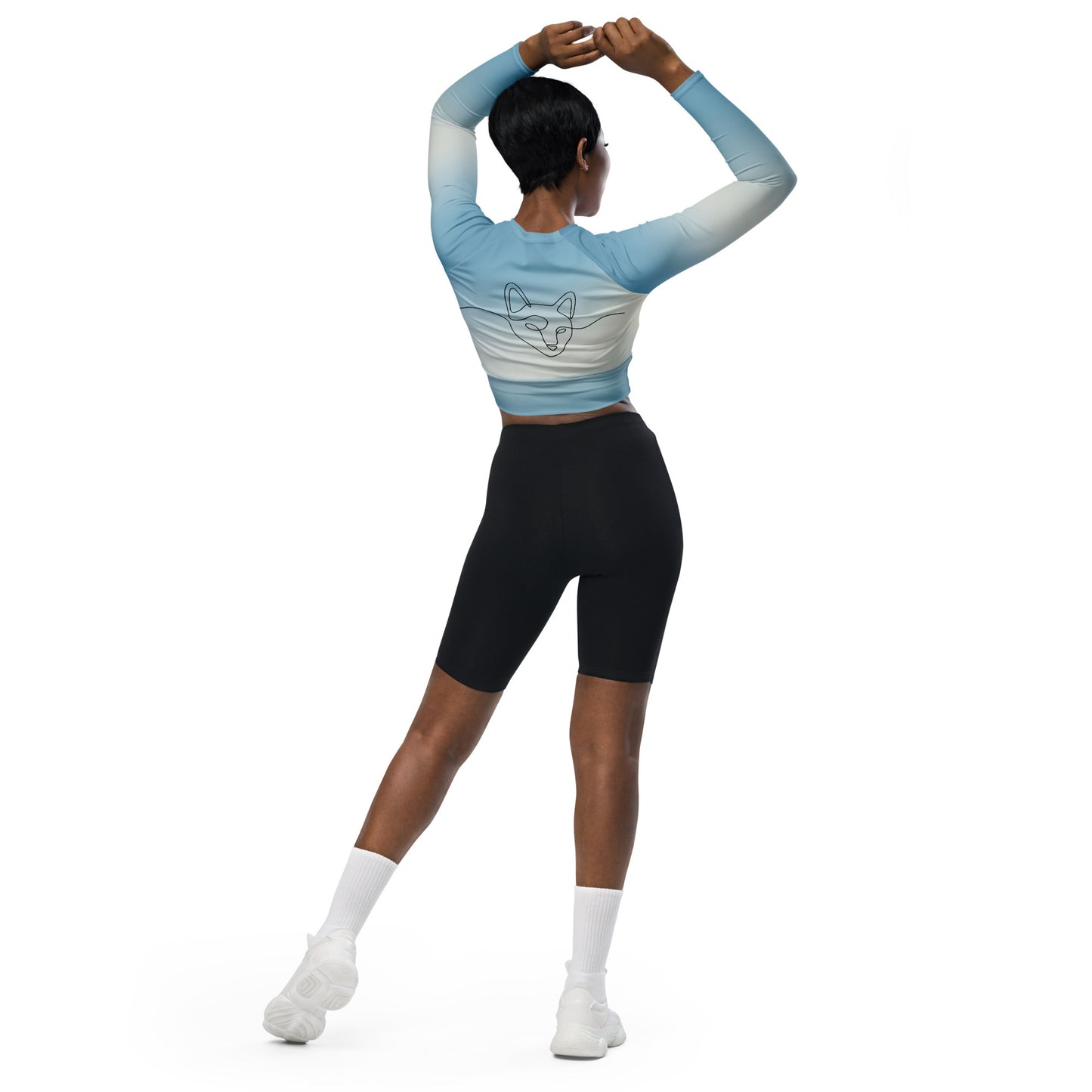 Cat light blue - Long-sleeve crop top