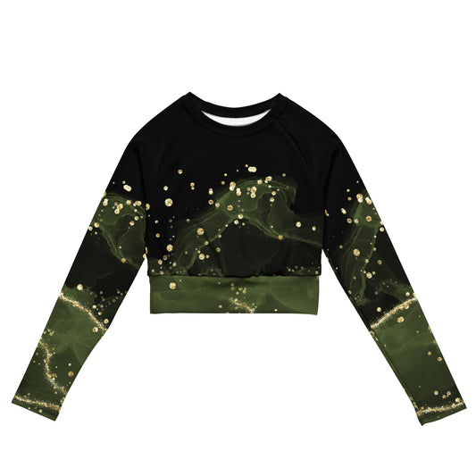 Black & green - Recycled long-sleeve crop top