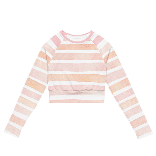 Pink stripes - Recycled long-sleeve crop top