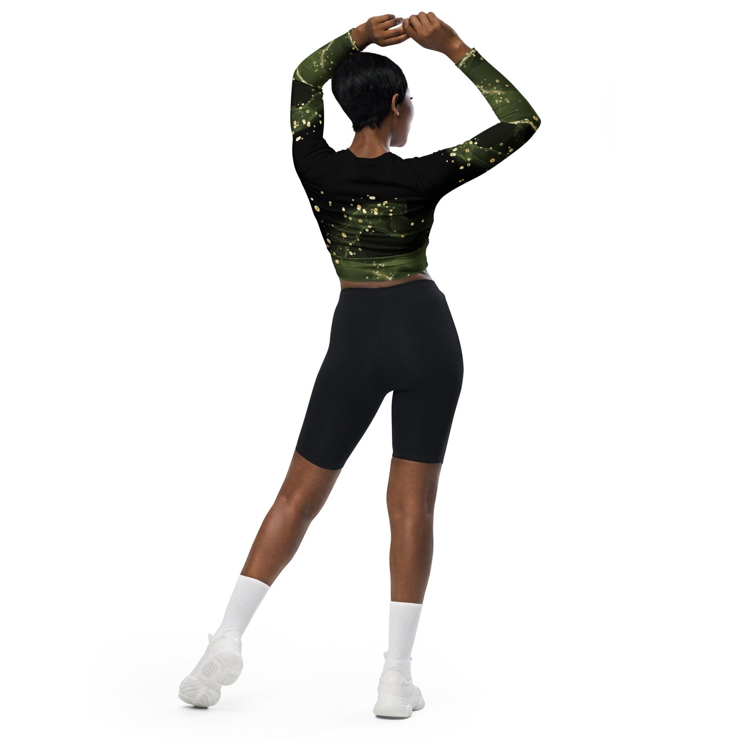 Black & green - Long-sleeve crop top