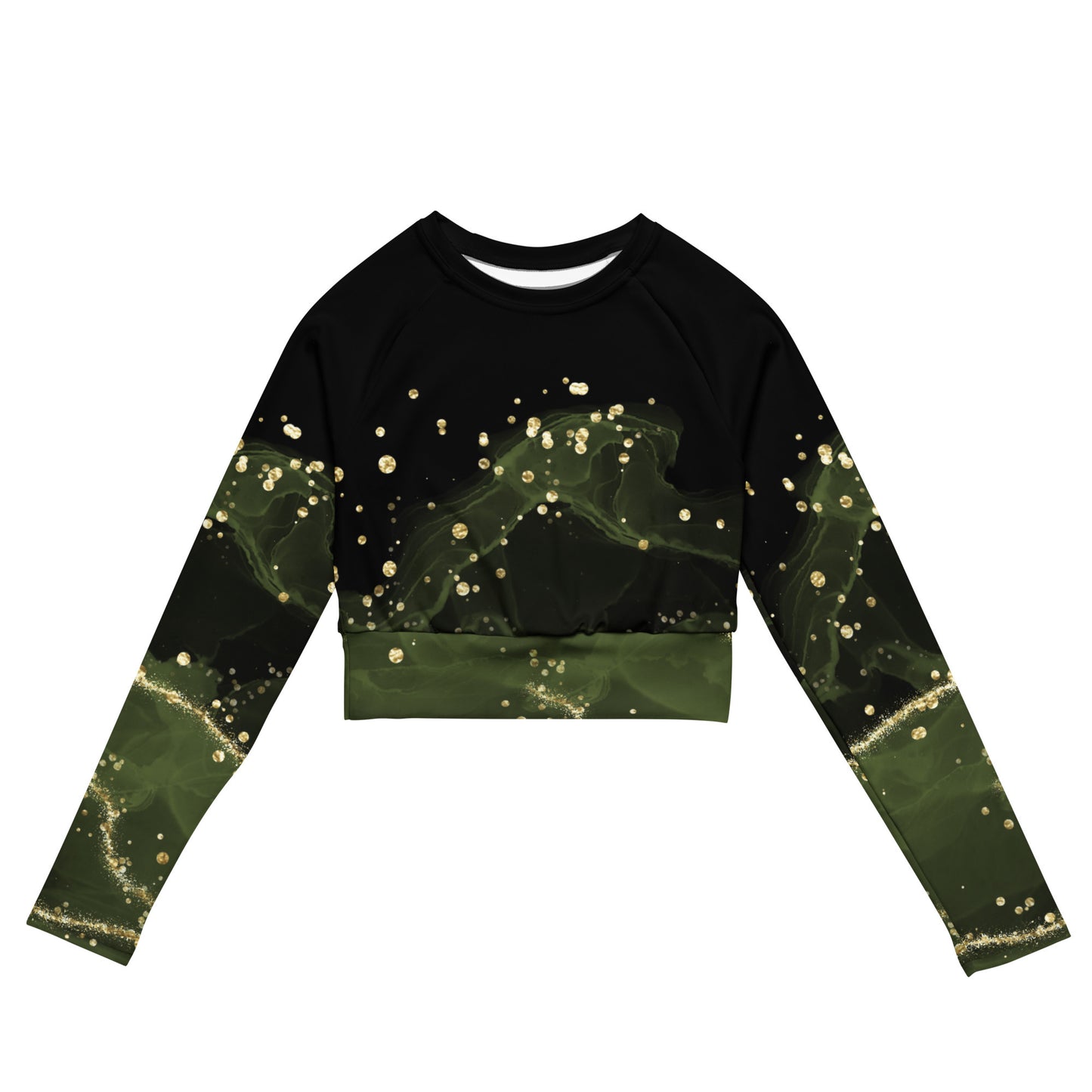 Black & green - Long-sleeve crop top