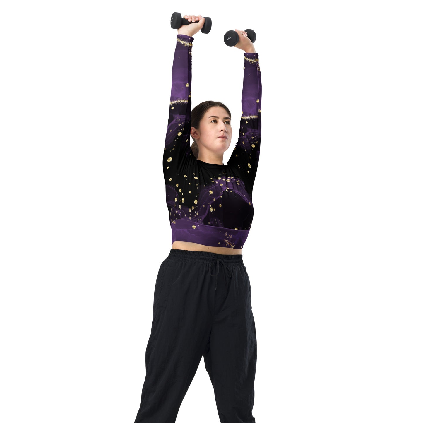 Black & purple - Recycled long-sleeve crop top