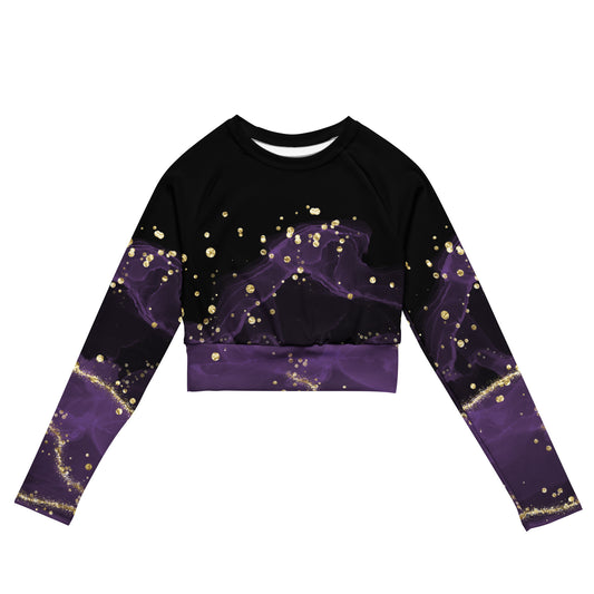 Black & purple - Recycled long-sleeve crop top