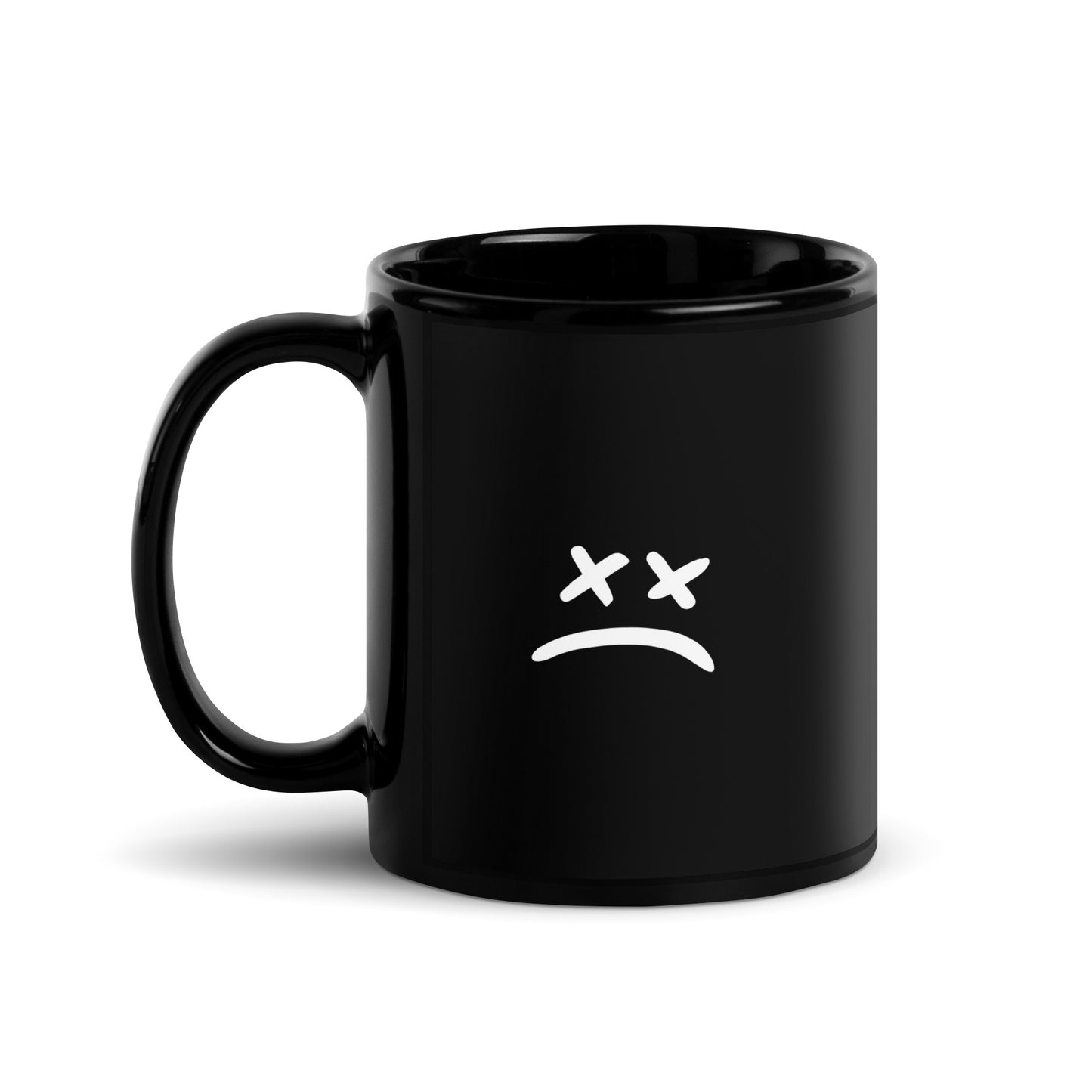 :( Sad Face - Black Glossy Mug