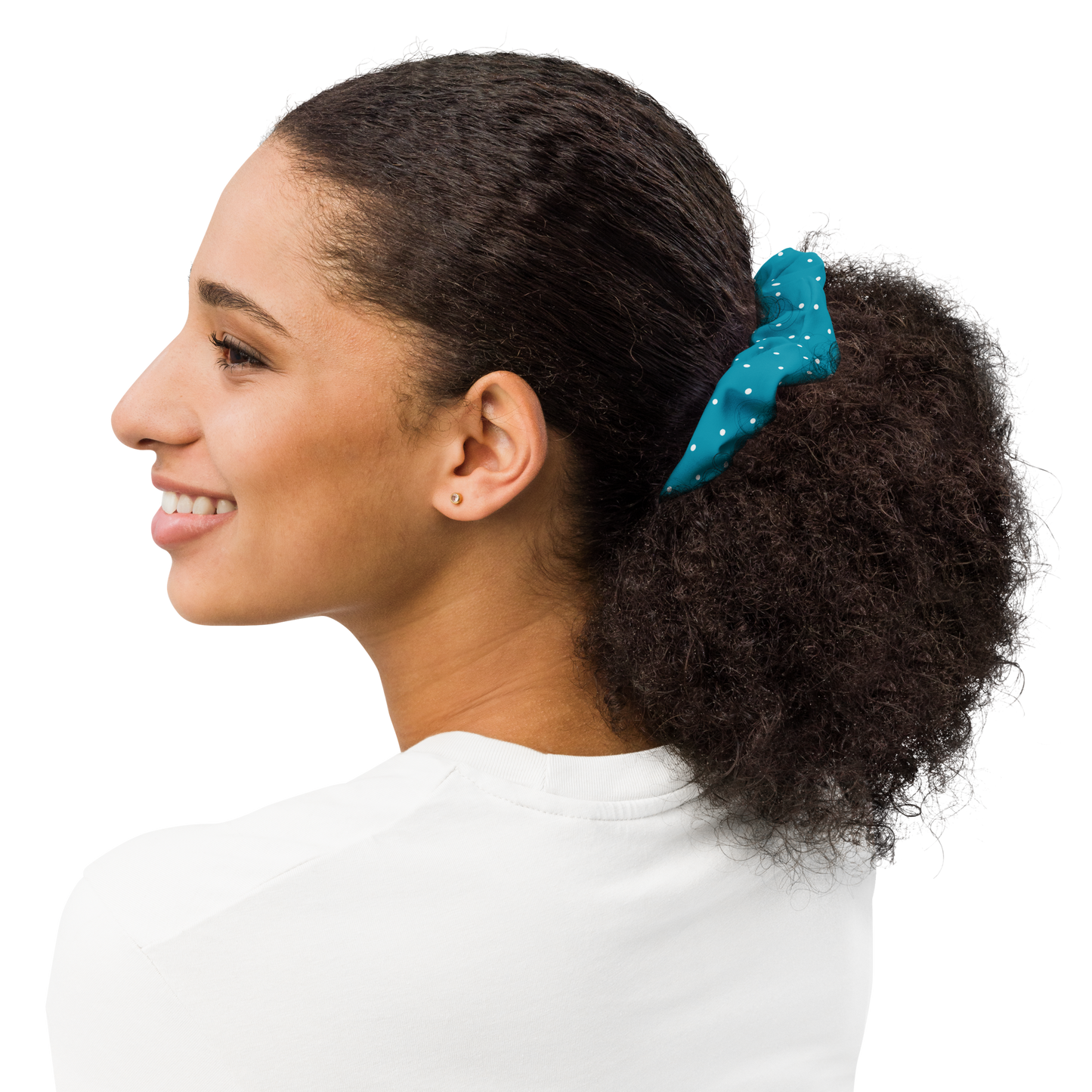 Blue with white dots - Scrunchie