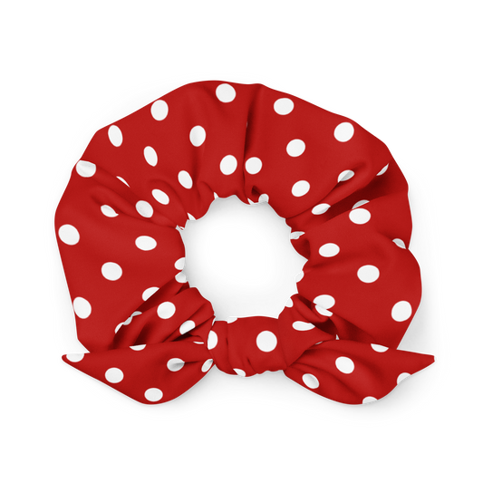 Red with white dots - Recycled Scrunchie