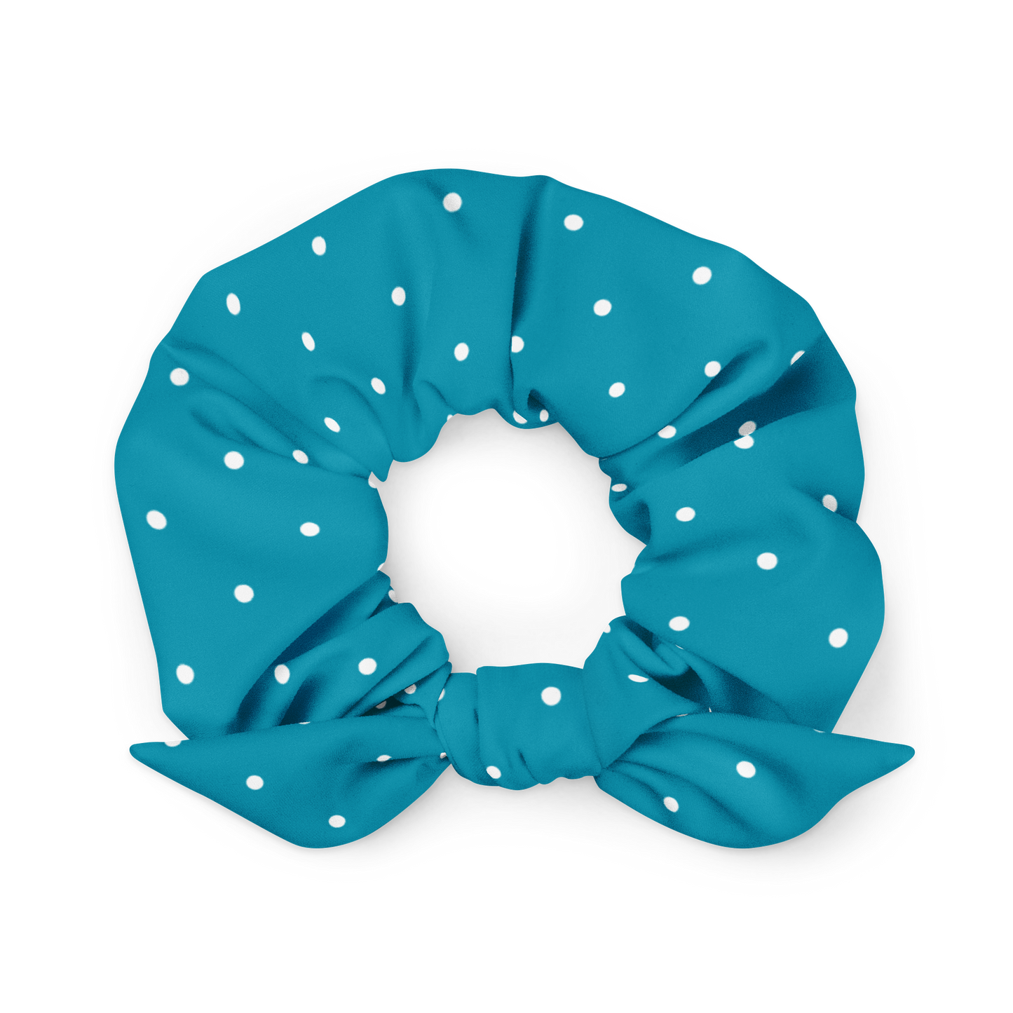 Blue with white dots - Scrunchie