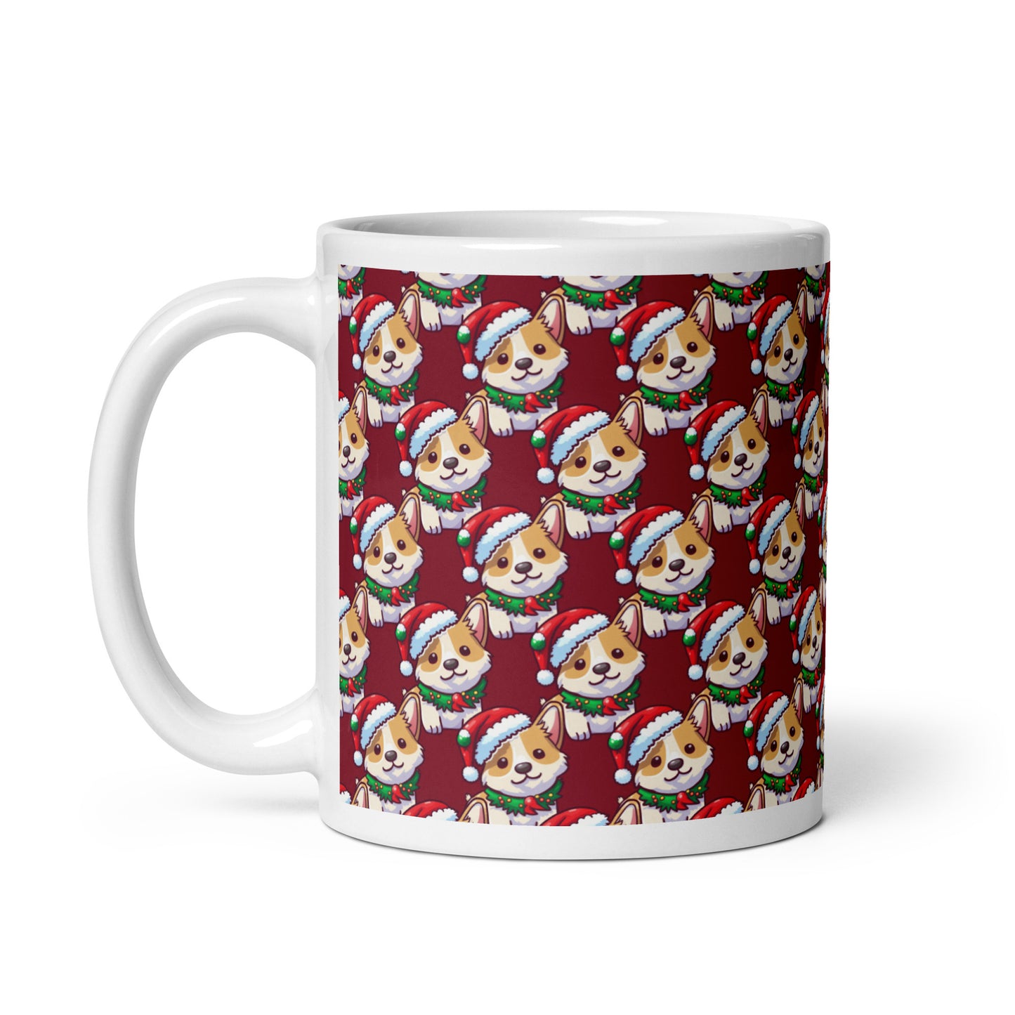 Christmas dog - White glossy mug